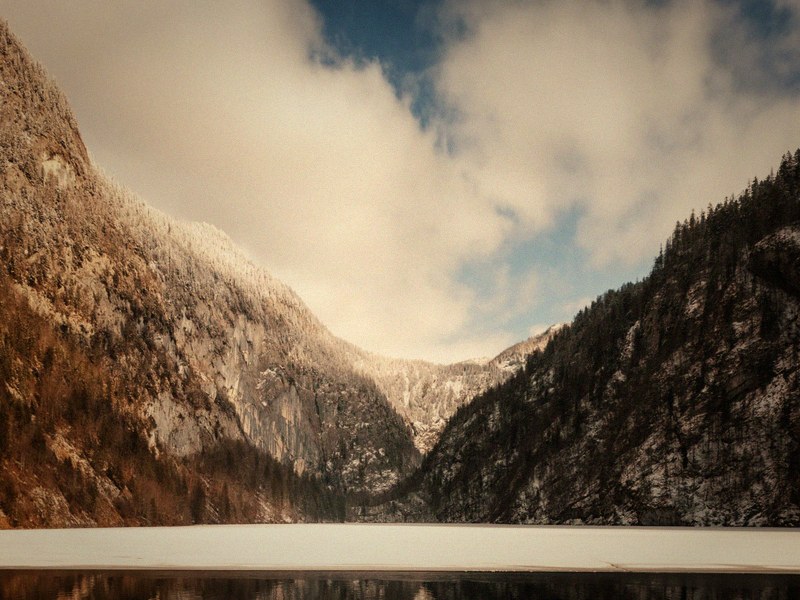Alpine panorama with mountain lake